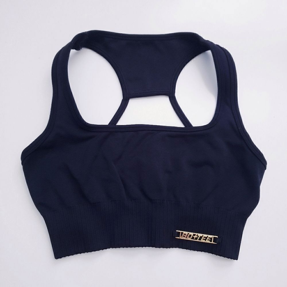 Bo+Tee Black Ribbed Sports Bra
